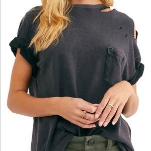NWOT Free People Rubi Ripped Pocket T-Shirt